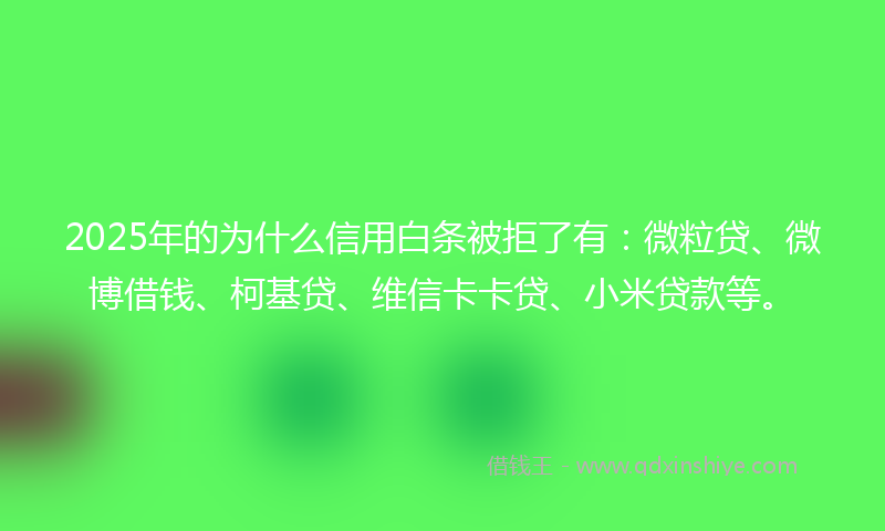 2025年的为什么信用白条被拒了有：微粒贷、微博借钱、柯基贷、维信卡卡贷、小米贷款等。