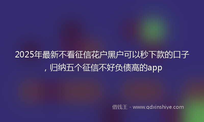 2025年最新不看征信花户黑户可以秒下款的口子，归纳五个征信不好负债高的app
