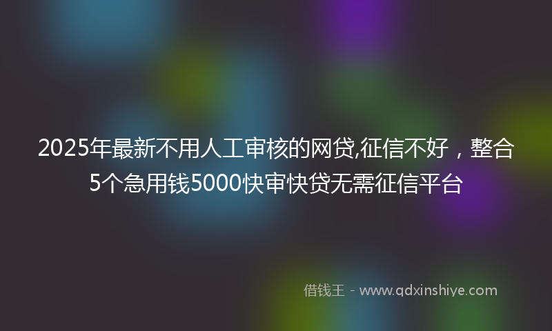 2025年最新不用人工审核的网贷,征信不好，整合5个急用钱5000快审快贷无需征信平台
