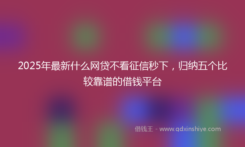 2025年最新什么网贷不看征信秒下，归纳五个比较靠谱的借钱平台