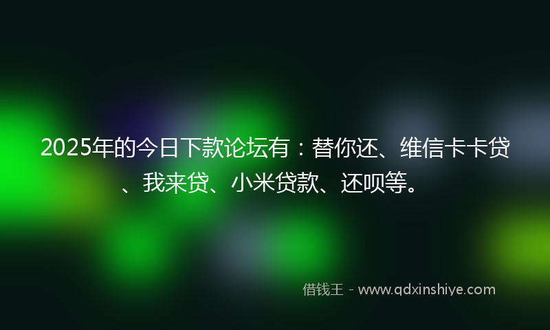 2025年的今日下款论坛有：替你还、维信卡卡贷、我来贷、小米贷款、还呗等。