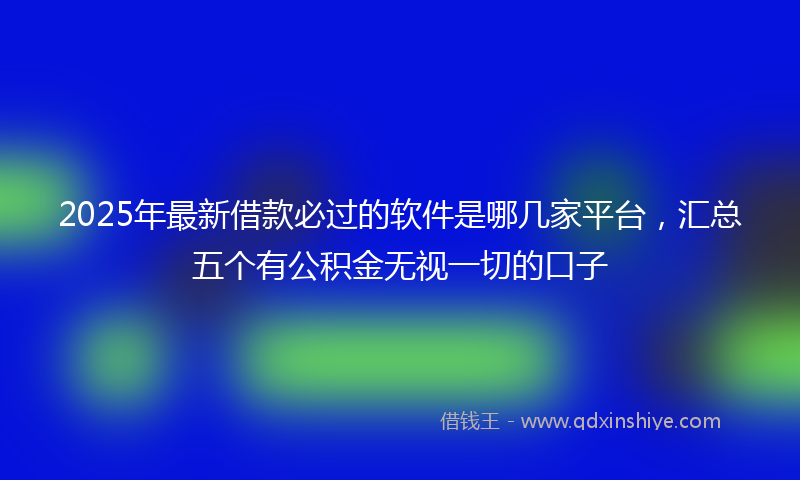 2025年最新借款必过的软件是哪几家平台，汇总五个有公积金无视一切的口子