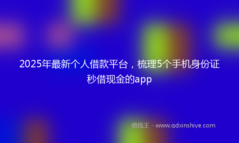2025年最新个人借款平台，梳理5个手机身份证秒借现金的app