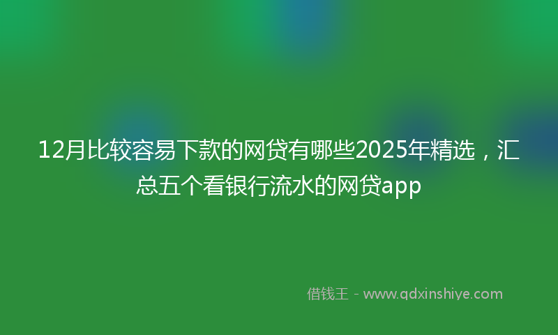 12月比较容易下款的网贷有哪些2025年精选，汇总五个看银行流水的网贷app
