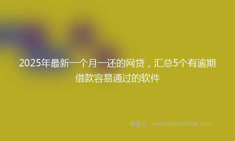 2025年最新一个月一还的网贷，汇总5个有逾期借款容易通过的软件