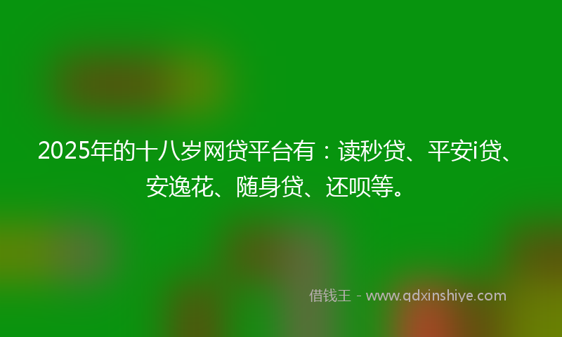2025年的十八岁网贷平台有：读秒贷、平安i贷、安逸花、随身贷、还呗等。