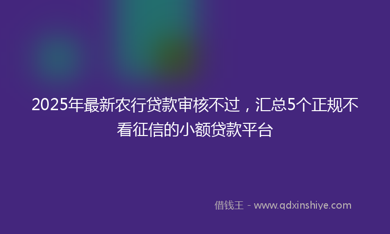 2025年最新农行贷款审核不过，汇总5个正规不看征信的小额贷款平台