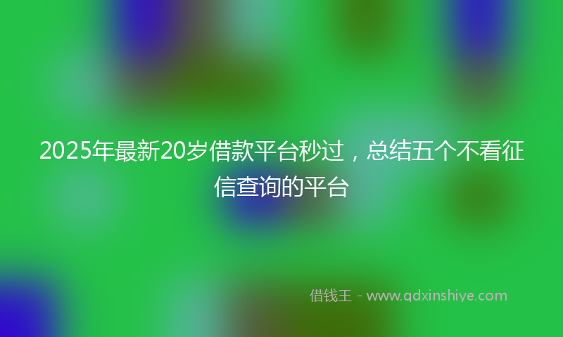 2025年最新20岁借款平台秒过，总结五个不看征信查询的平台