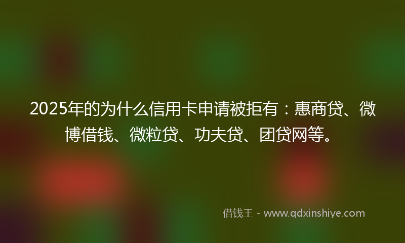 2025年的为什么信用卡申请被拒有：惠商贷、微博借钱、微粒贷、功夫贷、团贷网等。