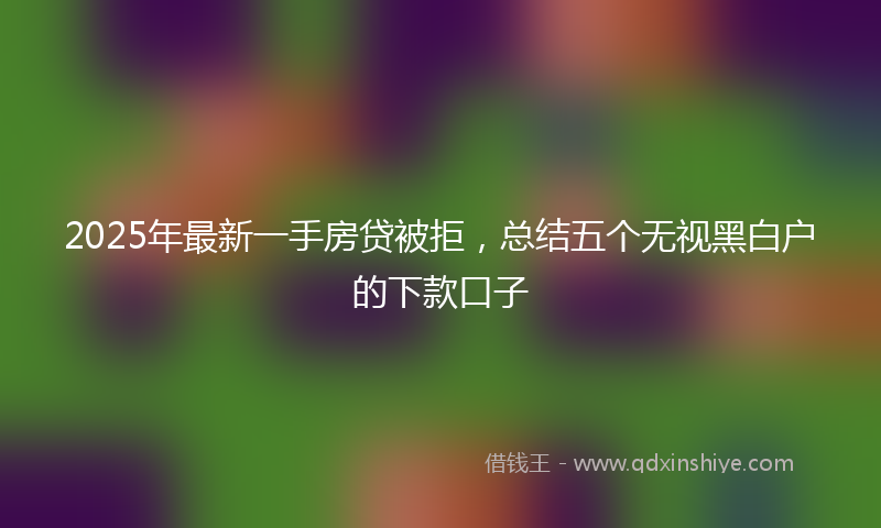2025年最新一手房贷被拒，总结五个无视黑白户的下款口子
