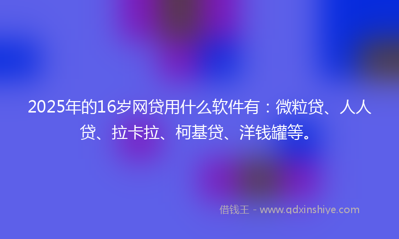 2025年的16岁网贷用什么软件有：微粒贷、人人贷、拉卡拉、柯基贷、洋钱罐等。