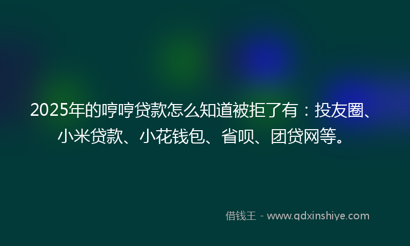 2025年的哼哼贷款怎么知道被拒了有：投友圈、小米贷款、小花钱包、省呗、团贷网等。