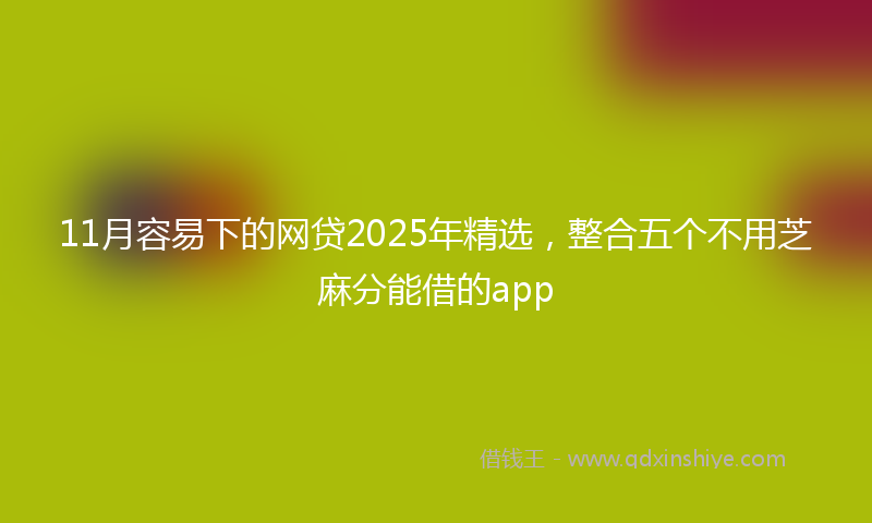11月容易下的网贷2025年精选，整合五个不用芝麻分能借的app