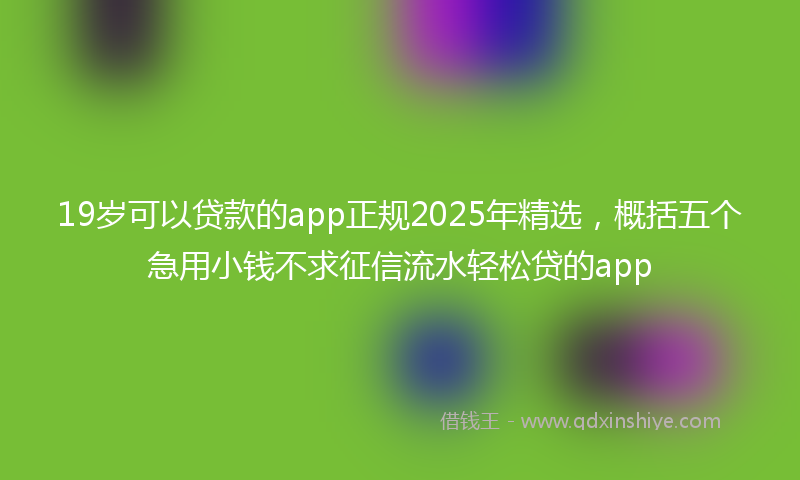 19岁可以贷款的app正规2025年精选，概括五个急用小钱不求征信流水轻松贷的app