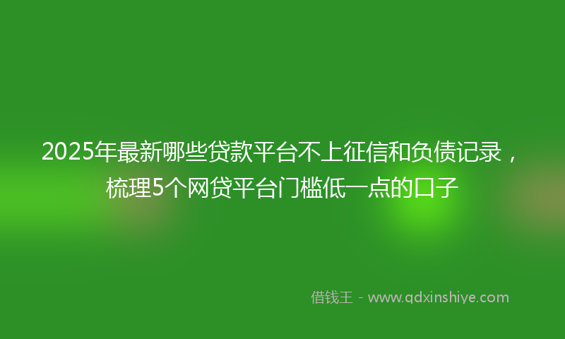 2025年最新哪些贷款平台不上征信和负债记录，梳理5个网贷平台门槛低一点的口子