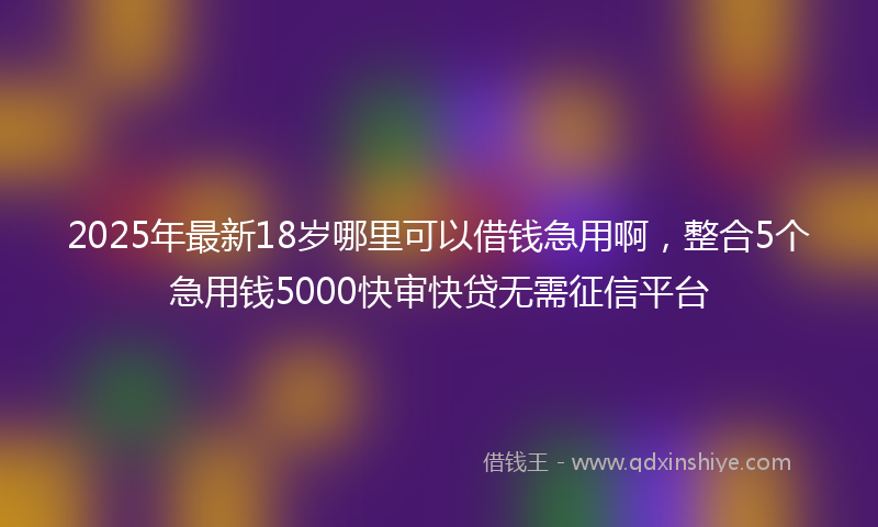 2025年最新18岁哪里可以借钱急用啊，整合5个急用钱5000快审快贷无需征信平台