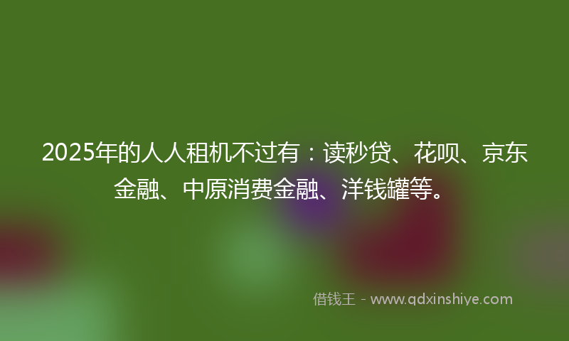 2025年的人人租机不过有：读秒贷、花呗、京东金融、中原消费金融、洋钱罐等。