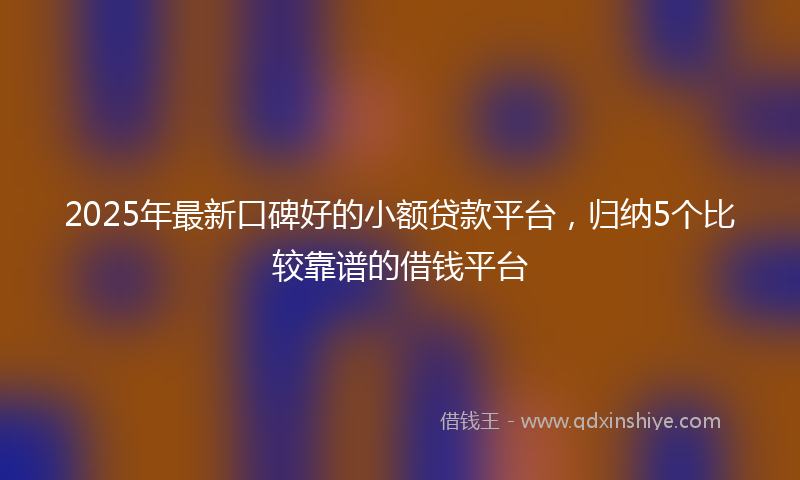 2025年最新口碑好的小额贷款平台，归纳5个比较靠谱的借钱平台