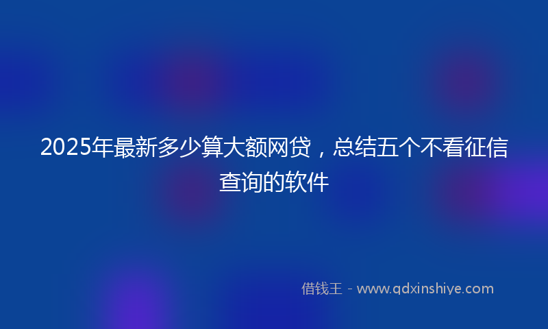2025年最新多少算大额网贷，总结五个不看征信查询的软件