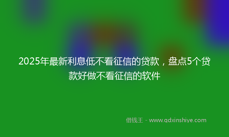 2025年最新利息低不看征信的贷款，盘点5个贷款好做不看征信的软件