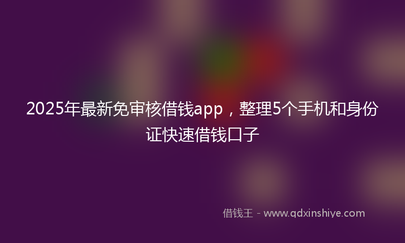 2025年最新免审核借钱app，整理5个手机和身份证快速借钱口子