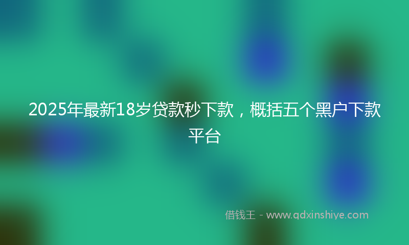 2025年最新18岁贷款秒下款，概括五个黑户下款平台