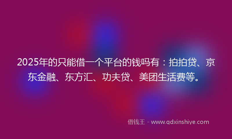 2025年的只能借一个平台的钱吗有：拍拍贷、京东金融、东方汇、功夫贷、美团生活费等。