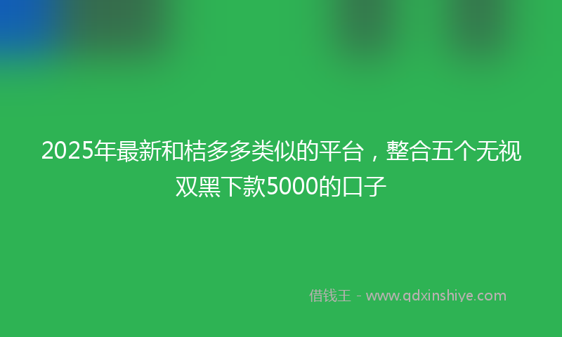 2025年最新和桔多多类似的平台，整合五个无视双黑下款5000的口子