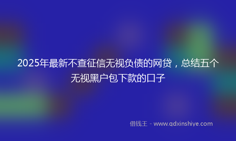 2025年最新不查征信无视负债的网贷，总结五个无视黑户包下款的口子