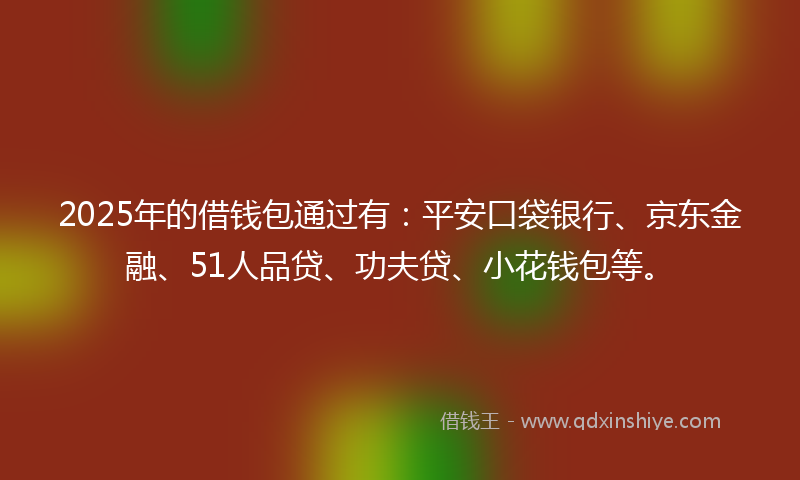 2025年的借钱包通过有：平安口袋银行、京东金融、51人品贷、功夫贷、小花钱包等。