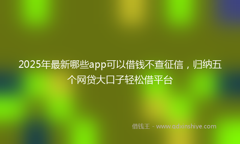 2025年最新哪些app可以借钱不查征信，归纳五个网贷大口子轻松借平台