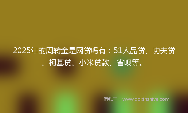 2025年的周转金是网贷吗有：51人品贷、功夫贷、柯基贷、小米贷款、省呗等。