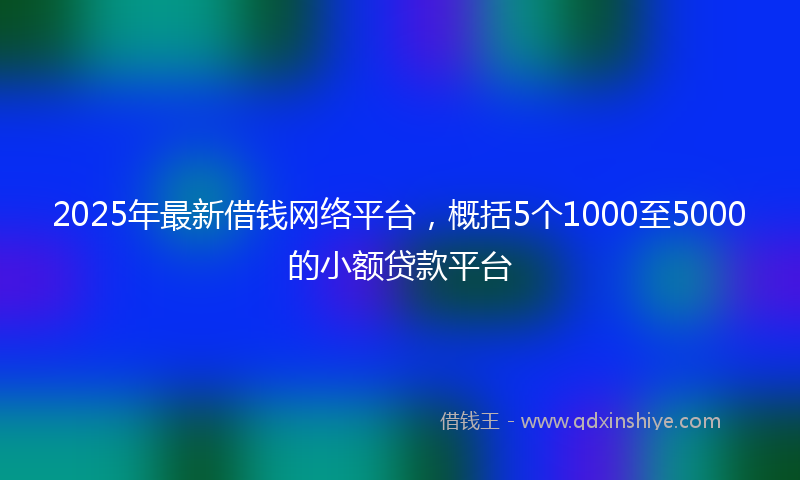 2025年最新借钱网络平台，概括5个1000至5000的小额贷款平台