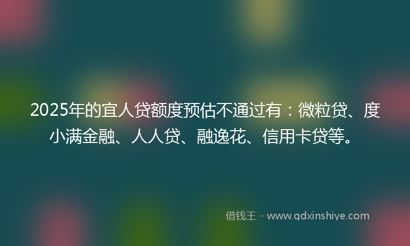 2025年的宜人贷额度预估不通过有：微粒贷、度小满金融、人人贷、融逸花、信用卡贷等。
