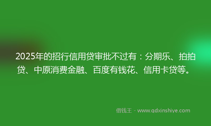 2025年的招行信用贷审批不过有：分期乐、拍拍贷、中原消费金融、百度有钱花、信用卡贷等。