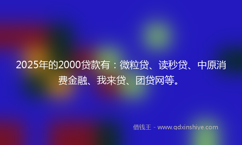 2025年的2000贷款有：微粒贷、读秒贷、中原消费金融、我来贷、团贷网等。