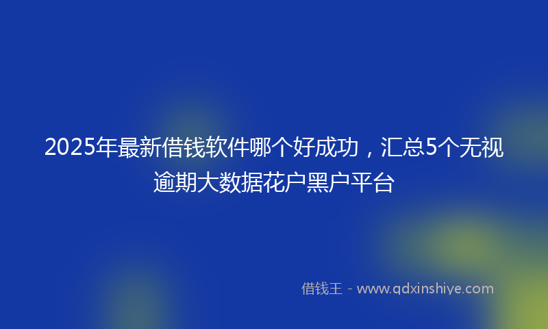 2025年最新借钱软件哪个好成功，汇总5个无视逾期大数据花户黑户平台