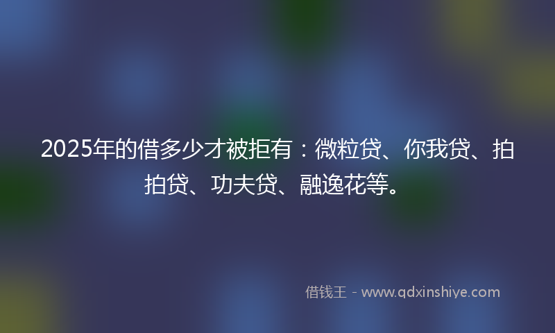 2025年的借多少才被拒有：微粒贷、你我贷、拍拍贷、功夫贷、融逸花等。