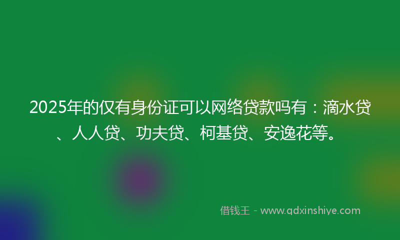 2025年的仅有身份证可以网络贷款吗有：滴水贷、人人贷、功夫贷、柯基贷、安逸花等。