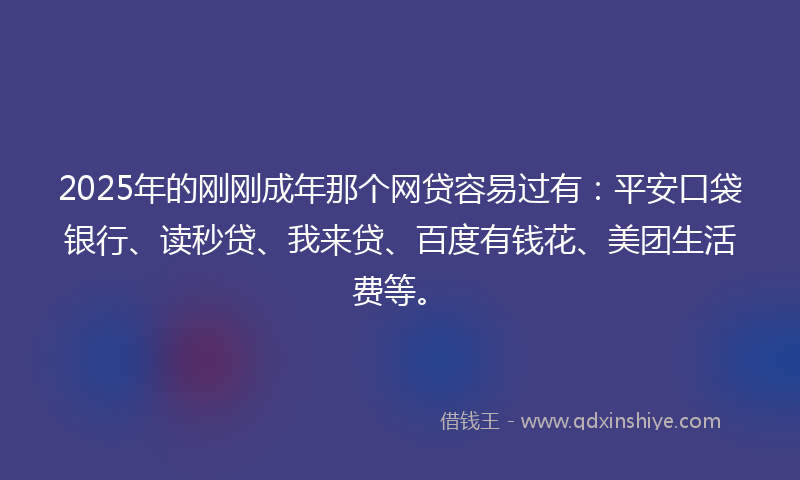 2025年的刚刚成年那个网贷容易过有：平安口袋银行、读秒贷、我来贷、百度有钱花、美团生活费等。
