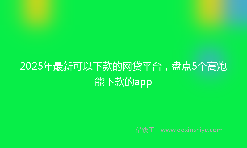 2025年最新可以下款的网贷平台，盘点5个高炮能下款的app