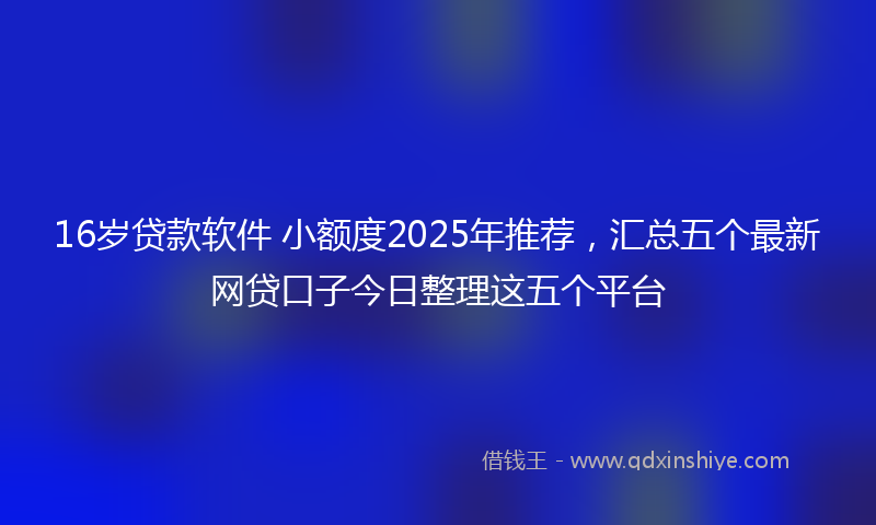16岁贷款软件 小额度2025年推荐，汇总五个最新网贷口子今日整理这五个平台