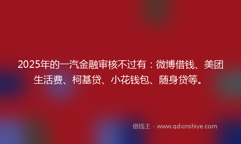 2025年的一汽金融审核不过有：微博借钱、美团生活费、柯基贷、小花钱包、随身贷等。