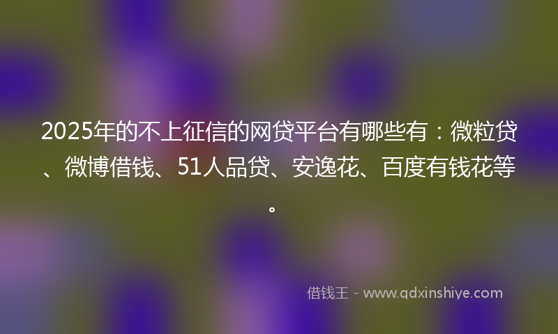 2025年的不上征信的网贷平台有哪些有：微粒贷、微博借钱、51人品贷、安逸花、百度有钱花等。