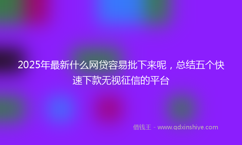 2025年最新什么网贷容易批下来呢，总结五个快速下款无视征信的平台