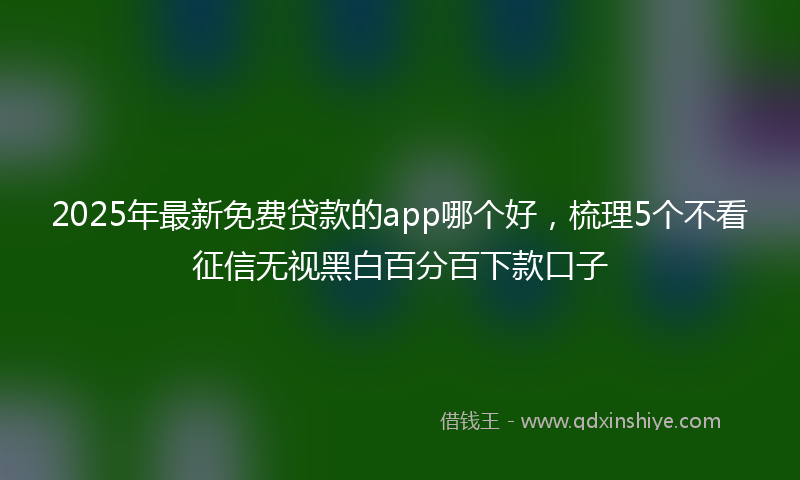2025年最新免费贷款的app哪个好，梳理5个不看征信无视黑白百分百下款口子
