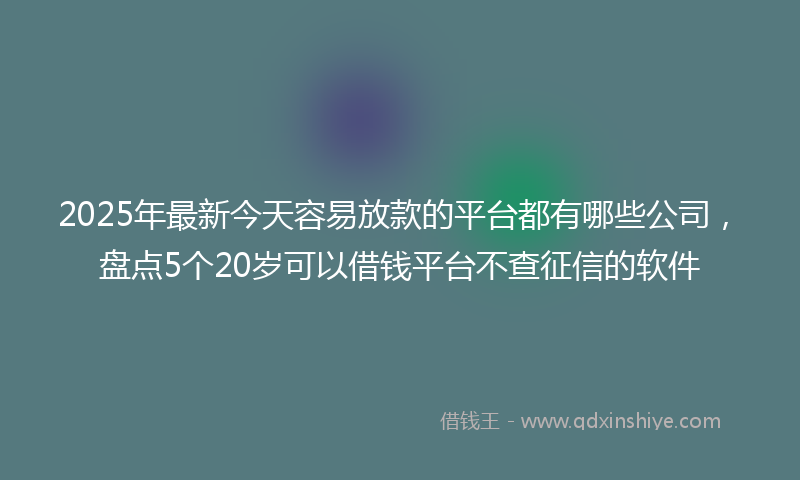 2025年最新今天容易放款的平台都有哪些公司，盘点5个20岁可以借钱平台不查征信的软件