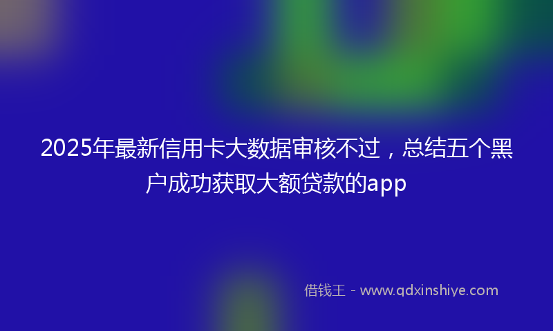 2025年最新信用卡大数据审核不过，总结五个黑户成功获取大额贷款的app