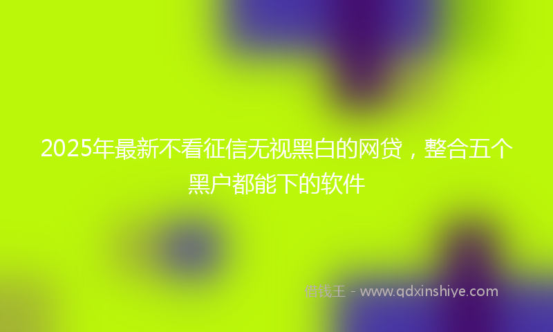 2025年最新不看征信无视黑白的网贷，整合五个黑户都能下的软件