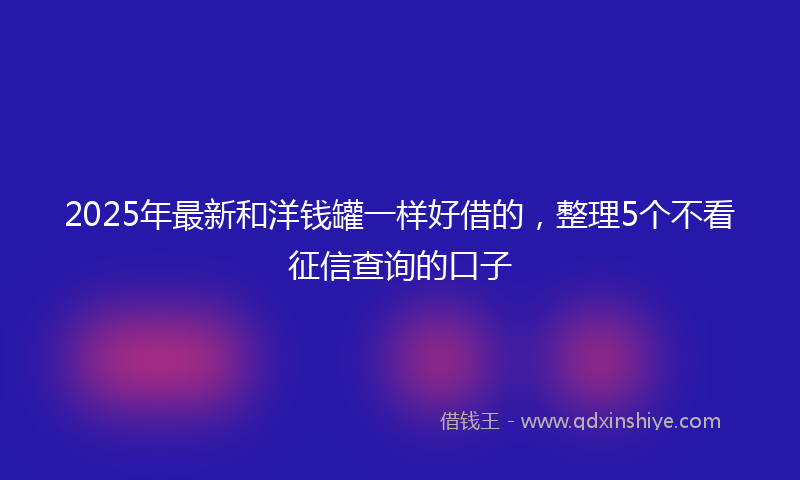 2025年最新和洋钱罐一样好借的，整理5个不看征信查询的口子
